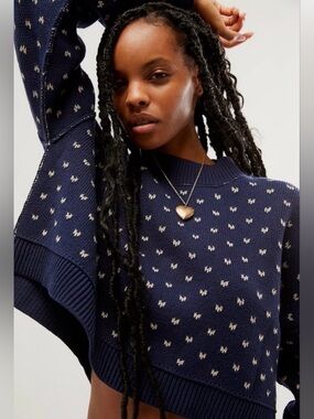 NWOT Free People “Easy Street”  Cropped Mock-neck Pullover.